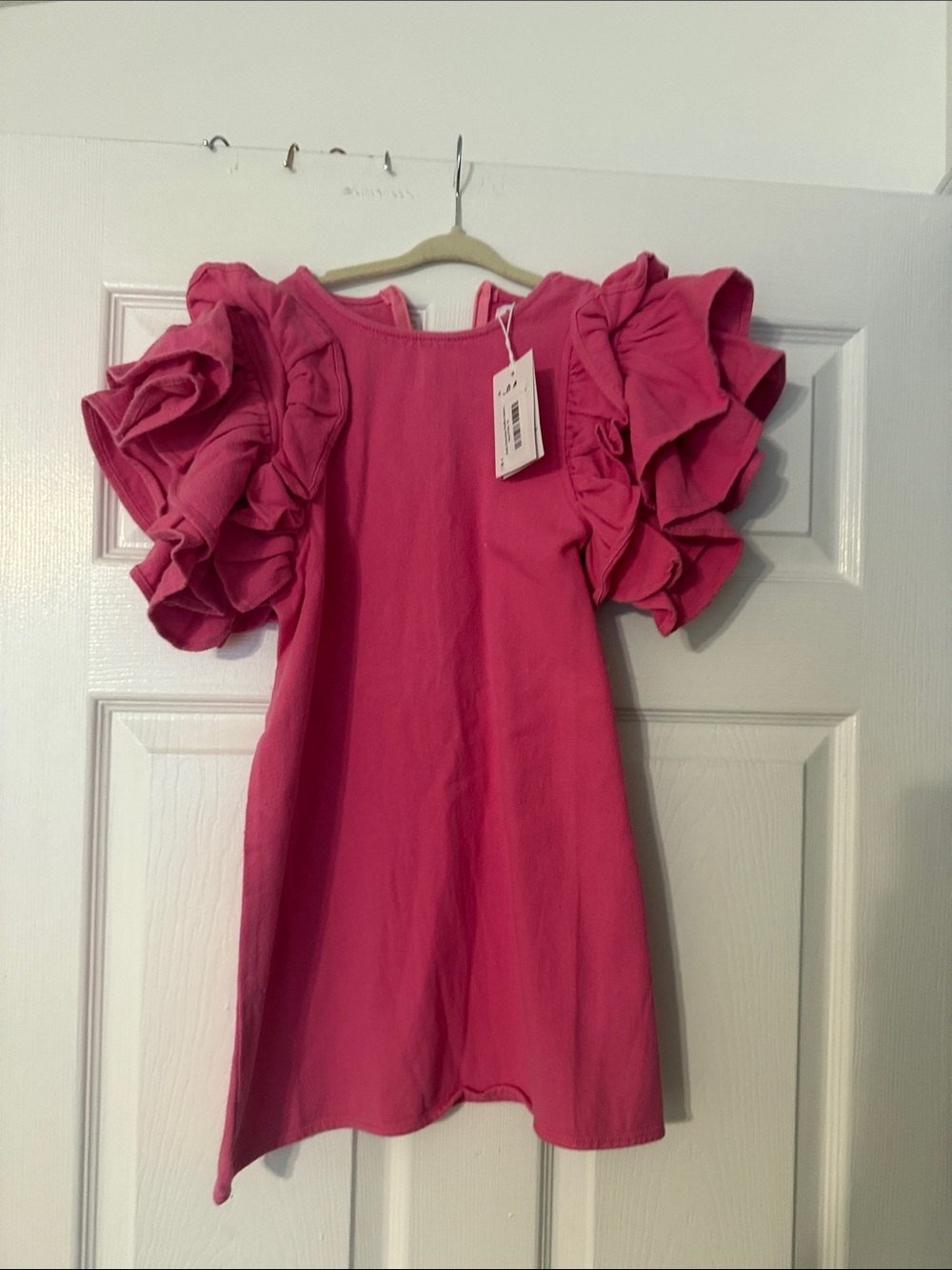 Lola + The Boys Hot Pink Ruffle Sleeve Dress